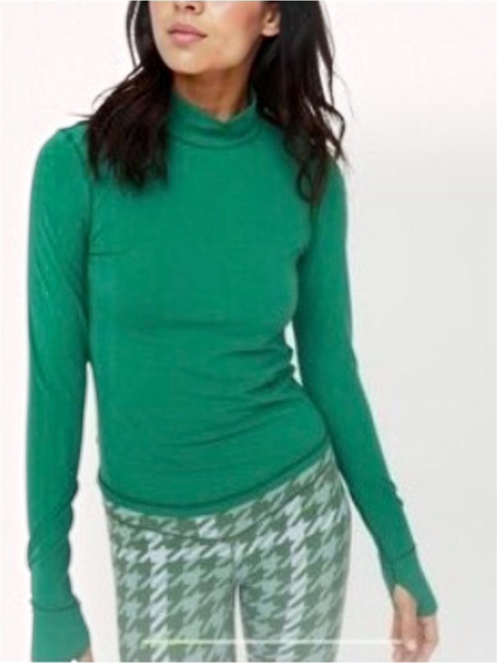 OFFLINE by Aerie Chillside Mock Neck Long Sleeve Top Alpine Green Sz US XS NWT